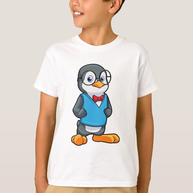 Penguin as Nerd with Glasses T-Shirt (Front)