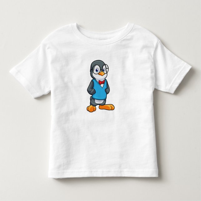 Penguin as Nerd with Glasses Toddler T-Shirt (Front)