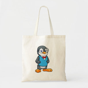 Penguin as Nerd with Glasses Tote Bag