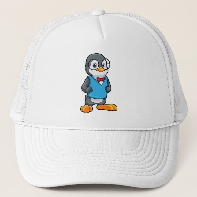 Penguin as Nerd with Glasses Trucker Hat (Front)