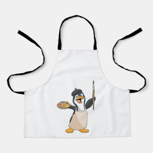Penguin as Painter with Paint brush & Colour Apron