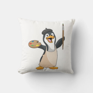 Penguin as Painter with Paint brush & Colour Cushion