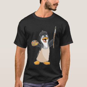 Penguin as Painter with Paint brush & Colour T-Shirt