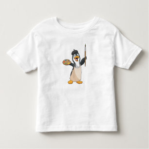 Penguin as Painter with Paint brush & Colour Toddler T-Shirt