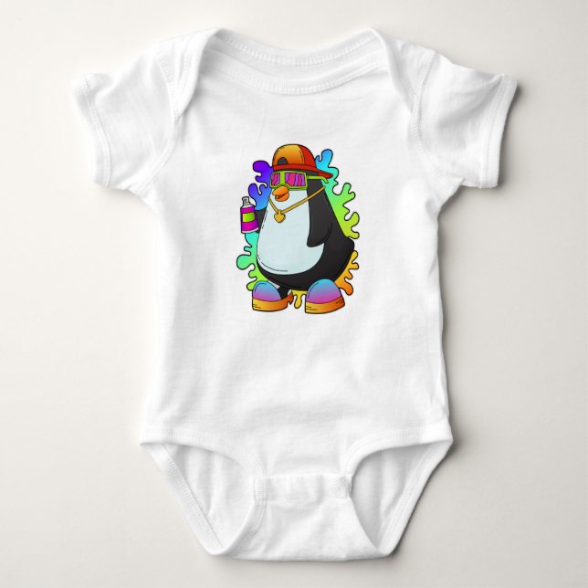 Penguin as Painter with Spray Baby Bodysuit (Front)