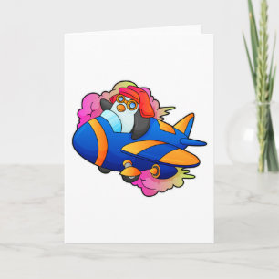 Penguin as Pilot with Plane Card