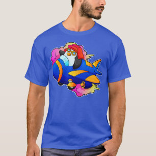 Penguin as Pilot with Plane T-Shirt