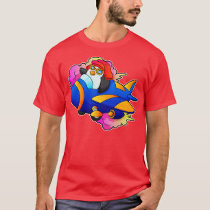Penguin as Pilot with Plane T-Shirt