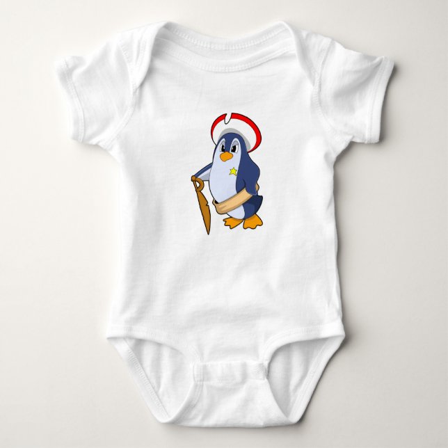 Penguin as Pirate with Hat Baby Bodysuit (Front)