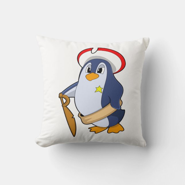 Penguin as Pirate with Hat Cushion (Front)