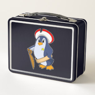 Penguin as Pirate with Hat Metal Lunch Box