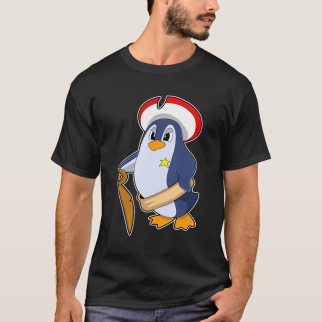 Penguin as Pirate with Hat T-Shirt (Front)