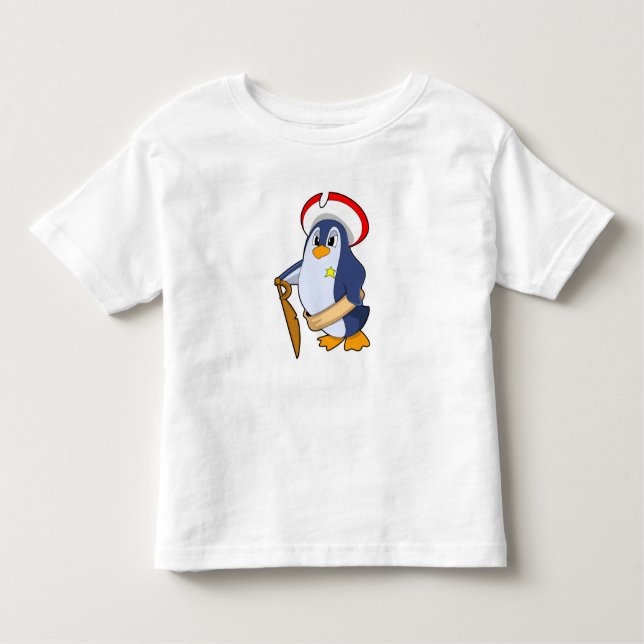 Penguin as Pirate with Hat Toddler T-Shirt (Front)