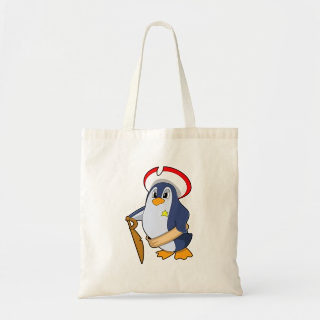 Penguin as Pirate with Hat Tote Bag (Front)