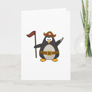 Penguin as Pirate with Pirate belt & Hat Card