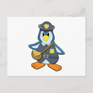 Penguin as Policewoman with Handbag Postcard