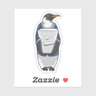 Penguin as Secretary with Stack of paper