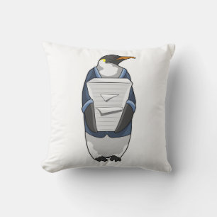Penguin as Secretary with Stack of paper Cushion