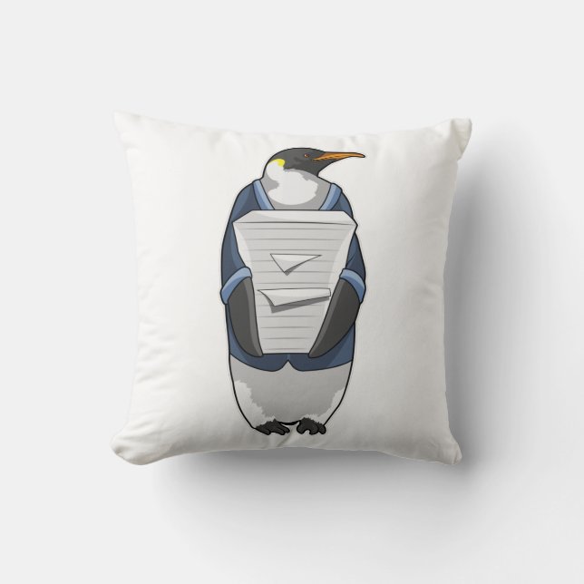 Penguin as Secretary with Stack of paper Cushion (Front)