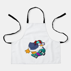 Penguin as Skater with Skateboard Apron
