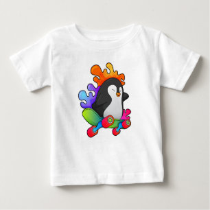 Penguin as Skater with Skateboard Baby T-Shirt