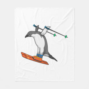 Penguin as Ski jumper with Ski Fleece Blanket