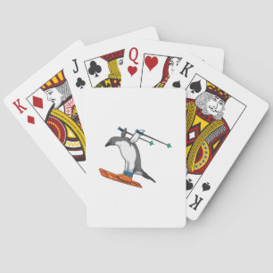 Penguin as Ski jumper with Ski Playing Cards