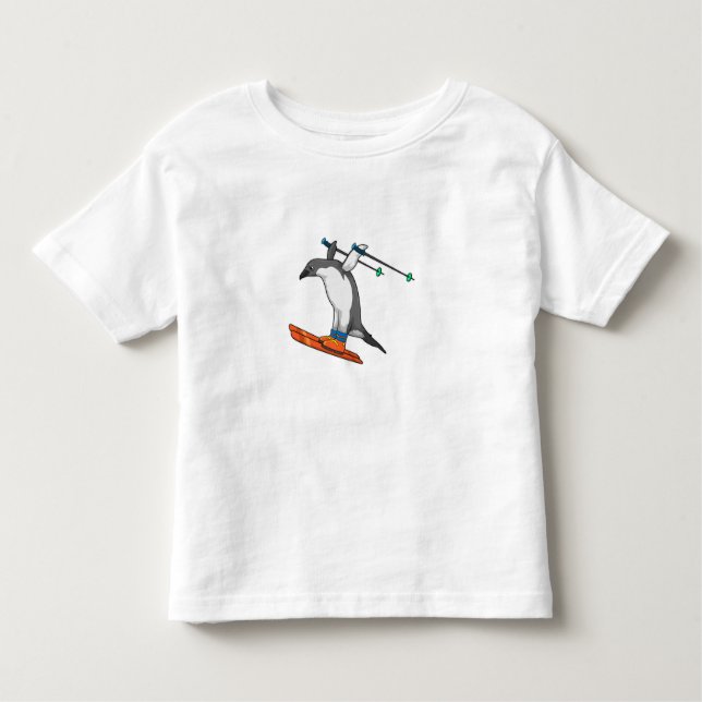 Penguin as Ski jumper with Ski Toddler T-Shirt (Front)