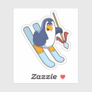 Penguin as Skier with Ski