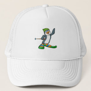 Penguin as Skier with Ski & Cap