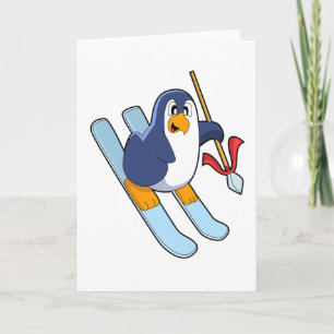 Penguin as Skier with Ski Card