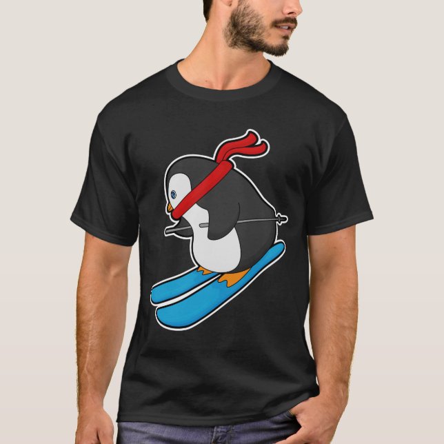 Penguin as Skier with Ski T-Shirt (Front)
