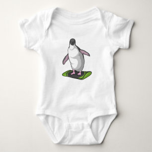 Penguin as Snowboarder with Snowboard Baby Bodysuit