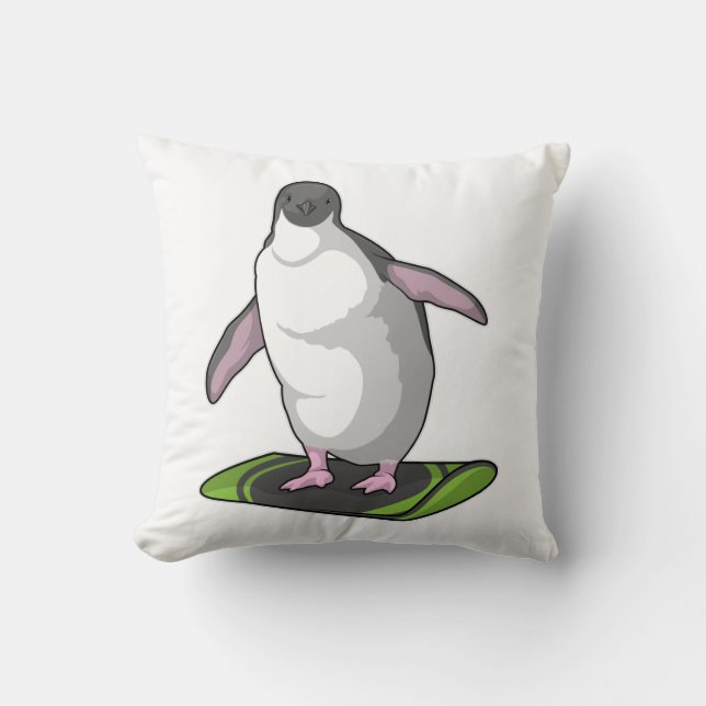 Penguin as Snowboarder with Snowboard Cushion (Front)