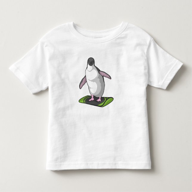Penguin as Snowboarder with Snowboard Toddler T-Shirt (Front)