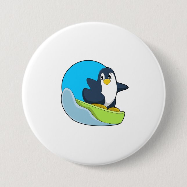 Penguin as Snowboarder with Sonowboard.PNG 7.5 Cm Round Badge (Front)