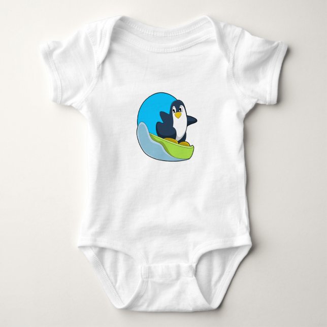 Penguin as Snowboarder with Sonowboard.PNG Baby Bodysuit (Front)