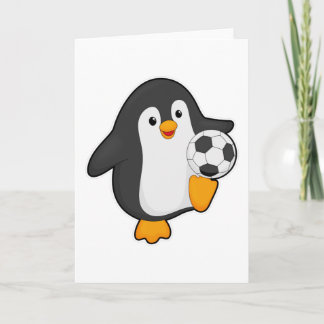 Penguin as Soccer player with Soccer ball Card