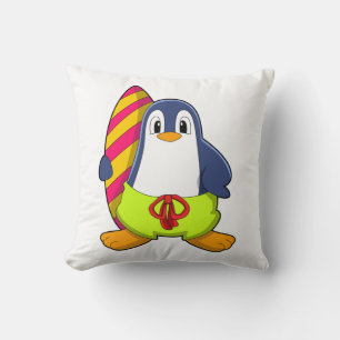 Penguin as Surfer with Surfboard Cushion