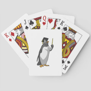 Penguin as Teacher with Pointer Playing Cards