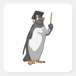 Penguin as Teacher with Pointer Square Sticker