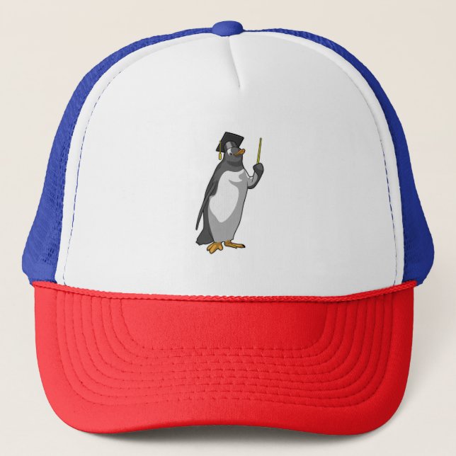 Penguin as Teacher with Pointer Trucker Hat (Front)