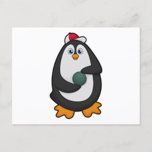 Penguin at Bowling with Bowling ball Postcard