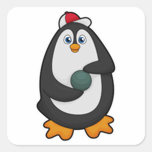 Penguin at Bowling with Bowling ball Square Sticker