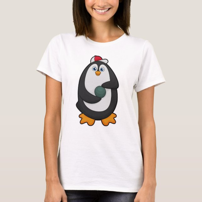Penguin at Bowling with Bowling ball T-Shirt (Front)