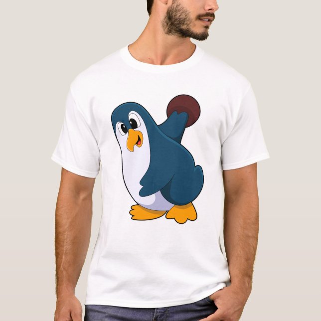 Penguin at Bowling with Bowling ball T-Shirt (Front)