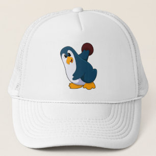 Penguin at Bowling with Bowling ball Trucker Hat