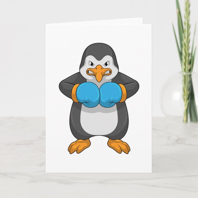 Penguin at Boxing with Boxing gloves Card (Front)
