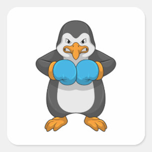 Penguin at Boxing with Boxing gloves Square Sticker