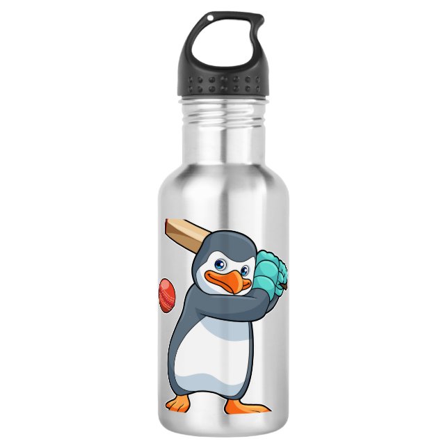 Penguin at Cricket with Cricket bat 710 Ml Water Bottle (Front)